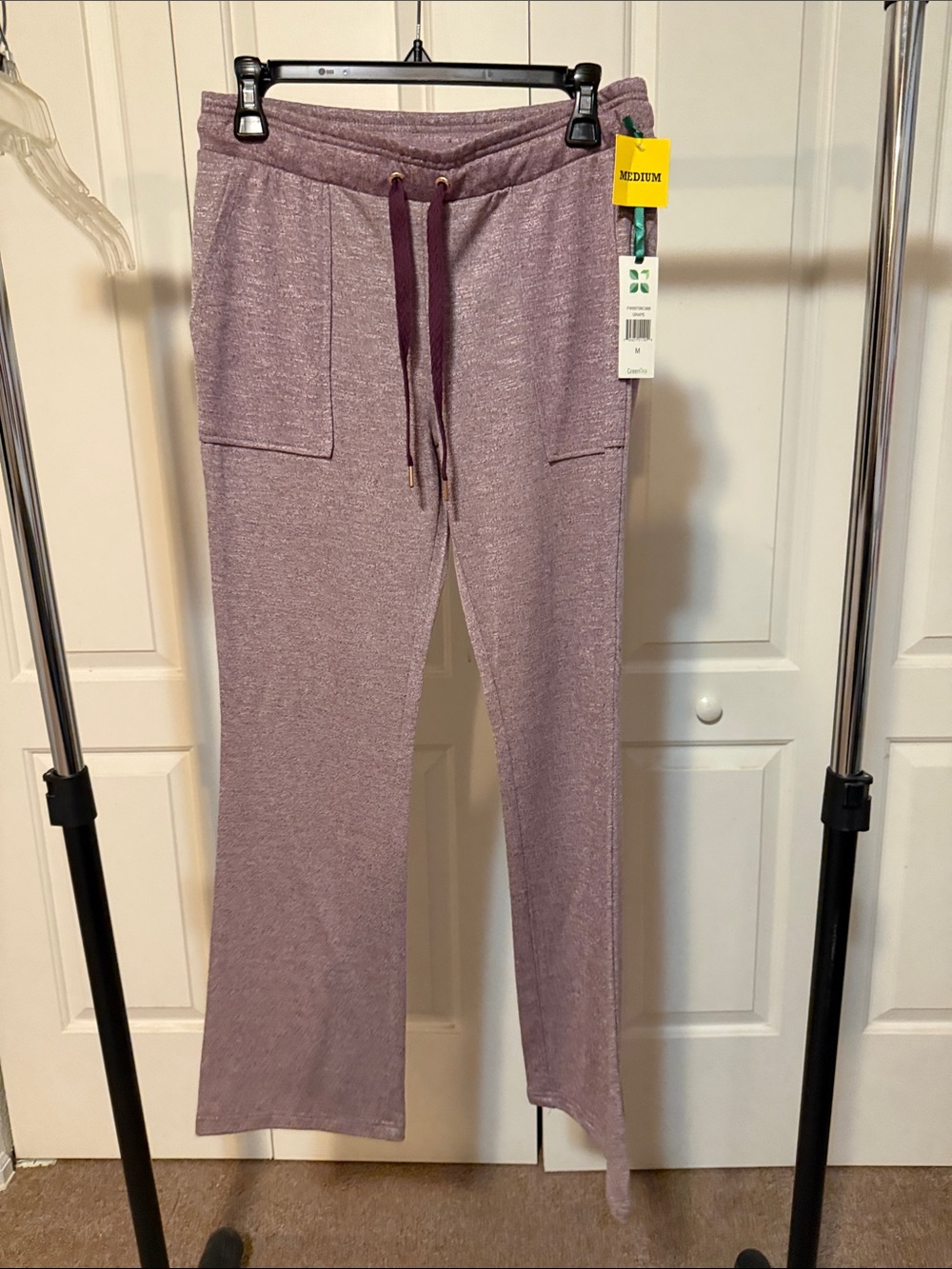 GreenTea Women's Drawstring Track Pants - Mauve Plum